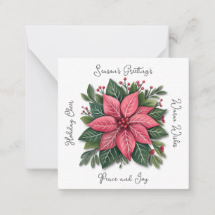 Mini White Poinsettia Christmas  Note Card
