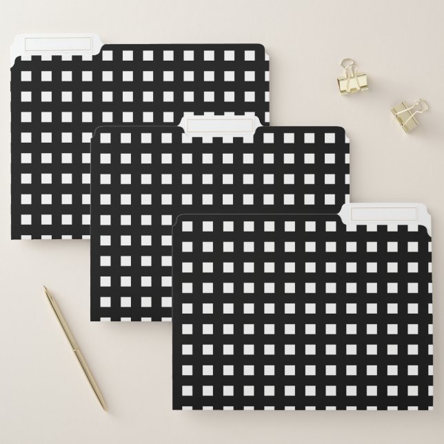 Mini White Squares Black File Folder (Set)
