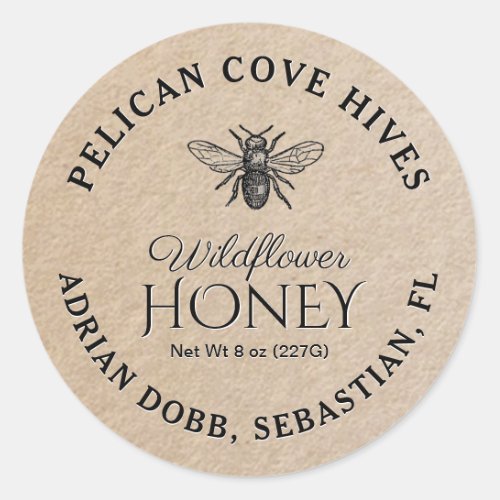Mini Wildflower Honey Jar Lid Label Kraft