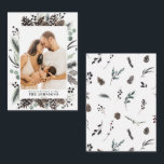 Mini Winter Pine Berry Christmas Family Photo Note Card<br><div class="desc">Introducing our new Mini Modern Winter Family Photo Merry Christmas Note Card! This beautiful 3.5x2.5 card features your favorite vertical (portrait orientation) photo, perfectly arranged with a trendy, loose arrangement of botanical elements like pine cones and berries frame. It's easily personalized, and all text fields can be edited to suit...</div>