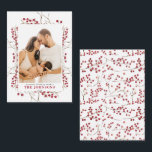 Mini Winter Red Berry Watercolor Christmas Photo Note Card<br><div class="desc">Introducing our new Mini Winter Red Berry Watercolor Christmas Photo Note Card! This beautiful 3.5x2.5 card features your favorite vertical (portrait orientation) photo, featuring watercolor artwork and a winter berry frame. It's easily personalized, and all text fields can be edited to suit your needs. This holiday card is the perfect...</div>