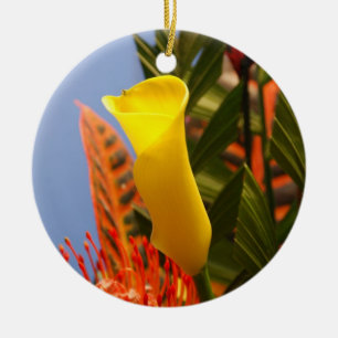 mini yellow calla lily ceramic ornament