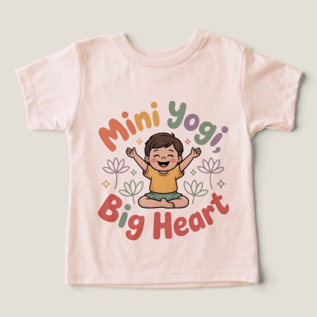 Mini yogi big heart active play kids tee (Design Front)