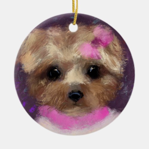 MINI YORKIE POO   CERAMIC ORNAMENT