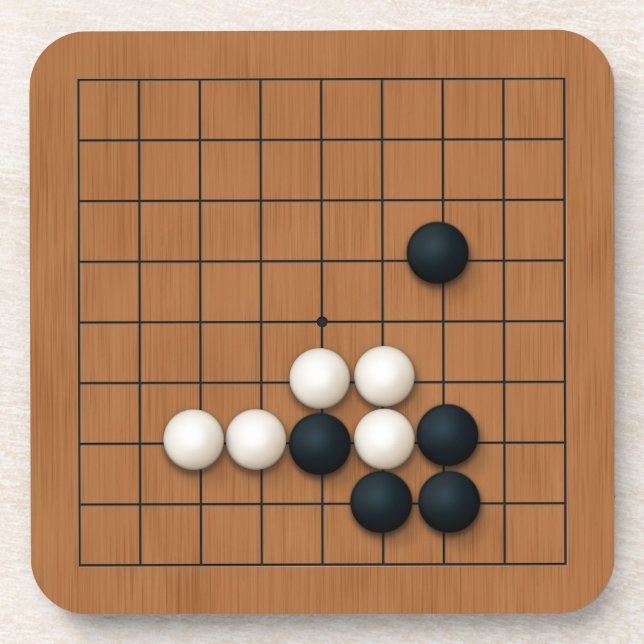 Miniature 9x9 Gob Board with Stones Beverage Coaster (Front)