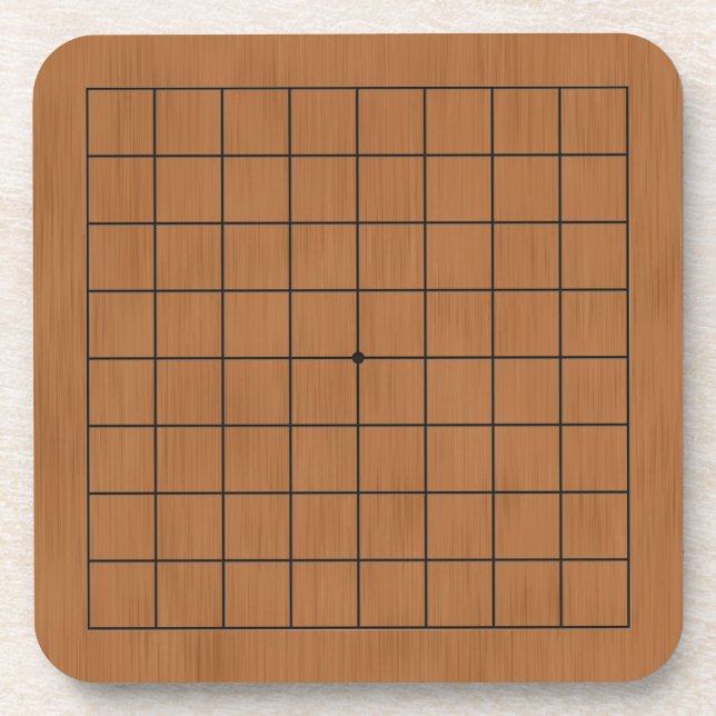 Miniature 9x9 Goban Brown Wood Texture Beverage Coaster (Front)