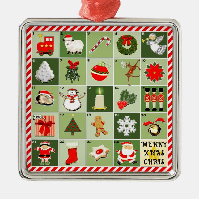 Miniature Advent Calendar gifts Metal Ornament (Front)
