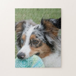 Miniature American Sepherd Blue Merle Jigsaw Puzzle