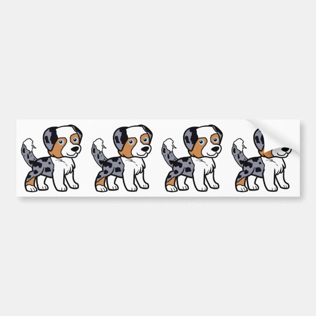 Miniature American Shepherd Blue Merle w tail Bumper Sticker (Front)