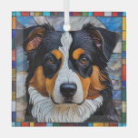 Miniature American Shepherd Dog &quot;Stained Glass&quot; Glass Ornament