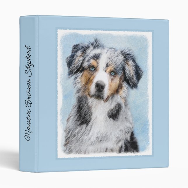 Miniature American Shepherd Painting - Dog Art 3 R Ring Binder (Front/Spine)