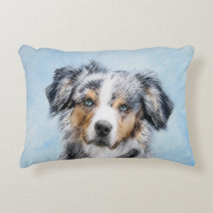Miniature American Shepherd Painting - Dog Art Accent Pillow