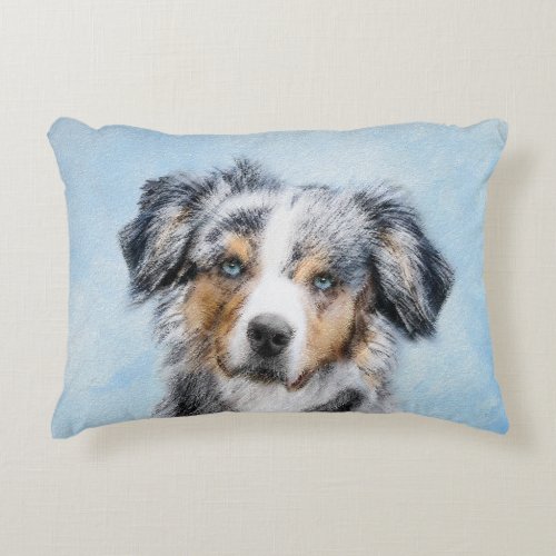Miniature American Shepherd Painting _ Dog Art Accent Pillow