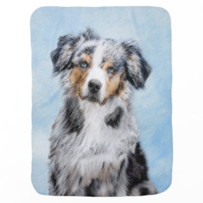Miniature American Shepherd Painting - Dog Art Baby Blanket