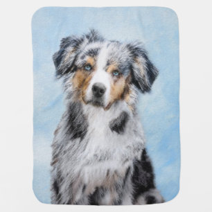 Miniature American Shepherd Painting - Dog Art Baby Blanket