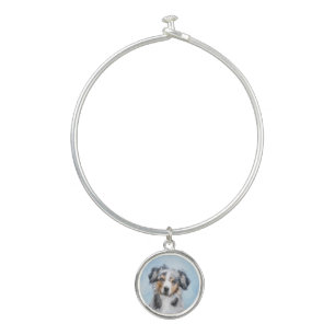 Miniature American Shepherd Painting - Dog Art Bangle Bracelet