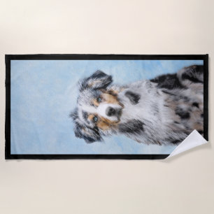 Miniature American Shepherd Painting - Dog Art Beach Towel
