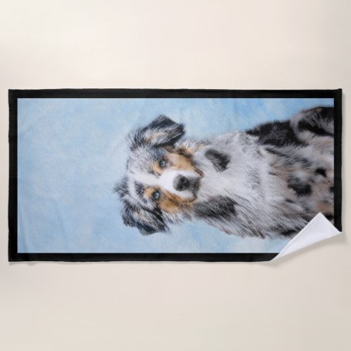 Miniature American Shepherd Painting _ Dog Art Beach Towel