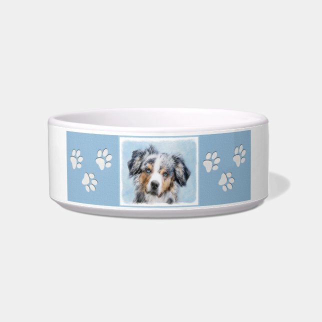 Miniature American Shepherd Painting - Dog Art Bowl (Right)