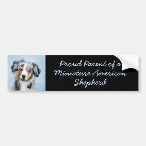 Miniature American Shepherd Painting _ Dog Art Bumper Sticker