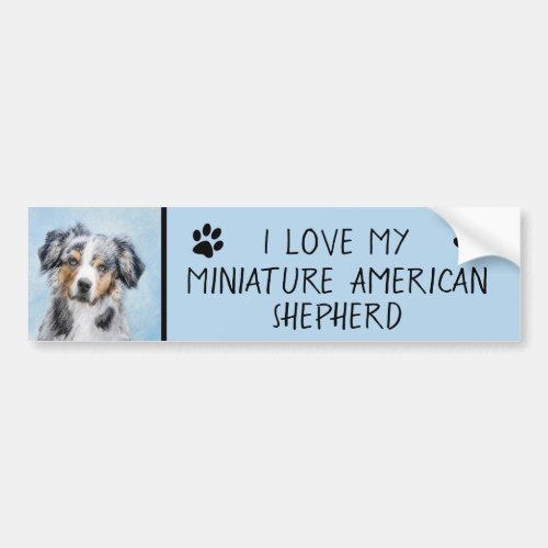 Miniature American Shepherd Painting _ Dog Art Bumper Sticker