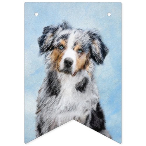 Miniature American Shepherd Painting _ Dog Art Bunting Flags