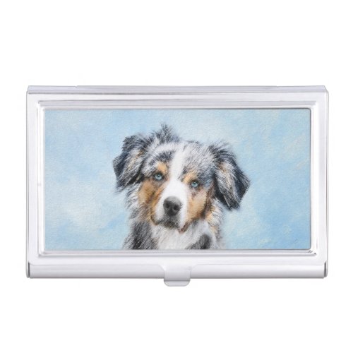 Miniature American Shepherd Painting _ Dog Art Business Card Case