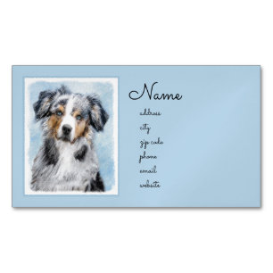 Miniature American Shepherd Painting - Dog Art Business Card Magnet