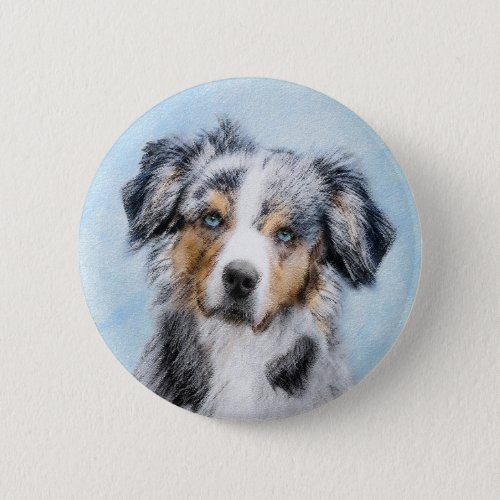 Miniature American Shepherd Painting _ Dog Art Button