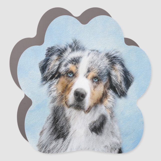Miniature American Shepherd Painting - Dog Art Car Magnet (Front)