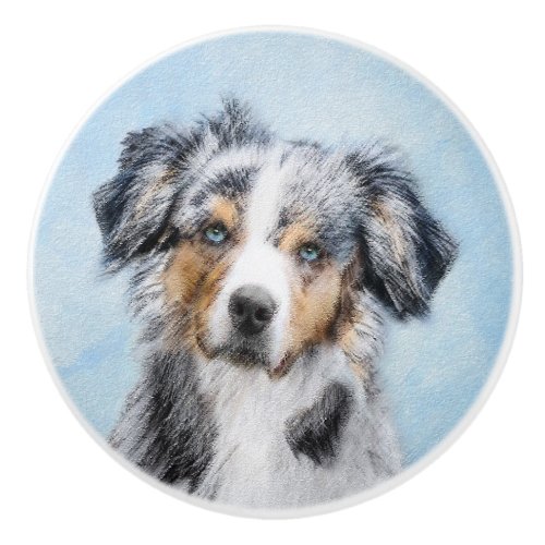 Miniature American Shepherd Painting _ Dog Art Ceramic Knob