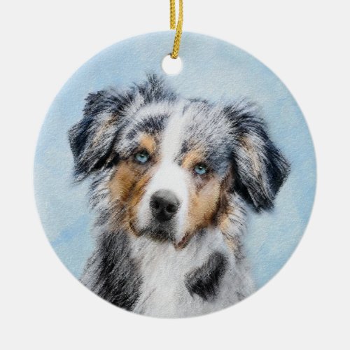 Miniature American Shepherd Painting _ Dog Art Ceramic Ornament