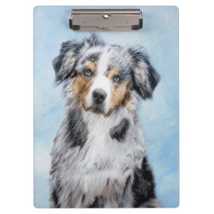 Miniature American Shepherd Painting - Dog Art Clipboard