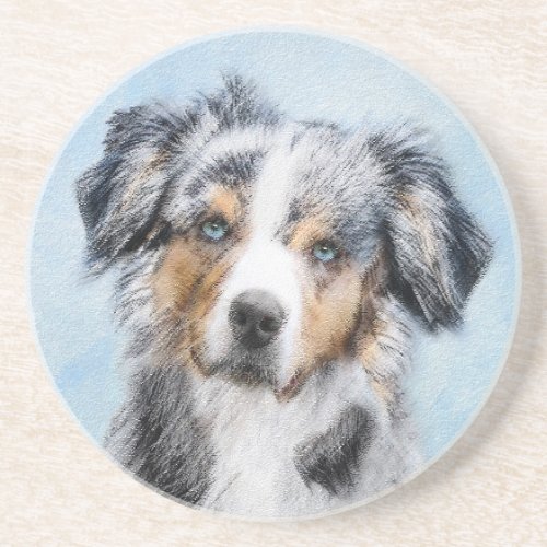 Miniature American Shepherd Painting _ Dog Art Coaster
