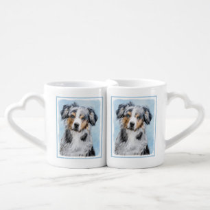 Miniature American Shepherd Painting - Dog Art Coffee Mug Set
