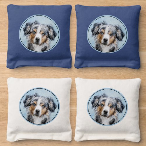 Miniature American Shepherd Painting _ Dog Art Cornhole Bags