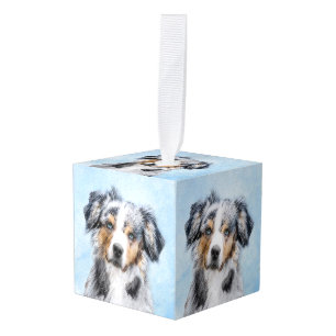 Miniature American Shepherd Painting - Dog Art Cube Ornament