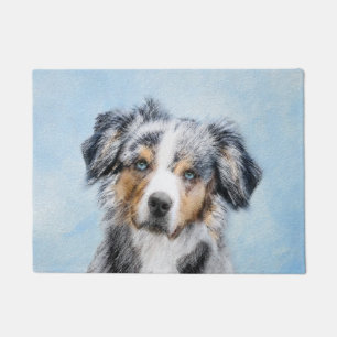 Miniature American Shepherd Painting - Dog Art Doormat
