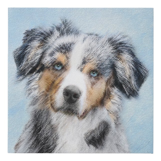 Miniature American Shepherd Painting - Dog Art Faux Canvas Print (Front)