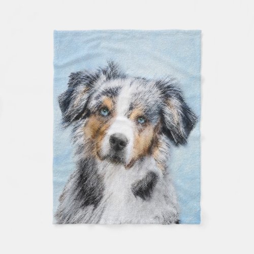Miniature American Shepherd Painting _ Dog Art Fleece Blanket