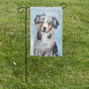 Miniature American Shepherd Painting - Dog Art Garden Flag