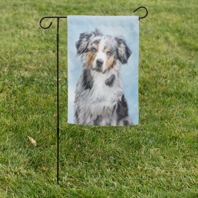 Miniature American Shepherd Painting - Dog Art Garden Flag (In SItu)