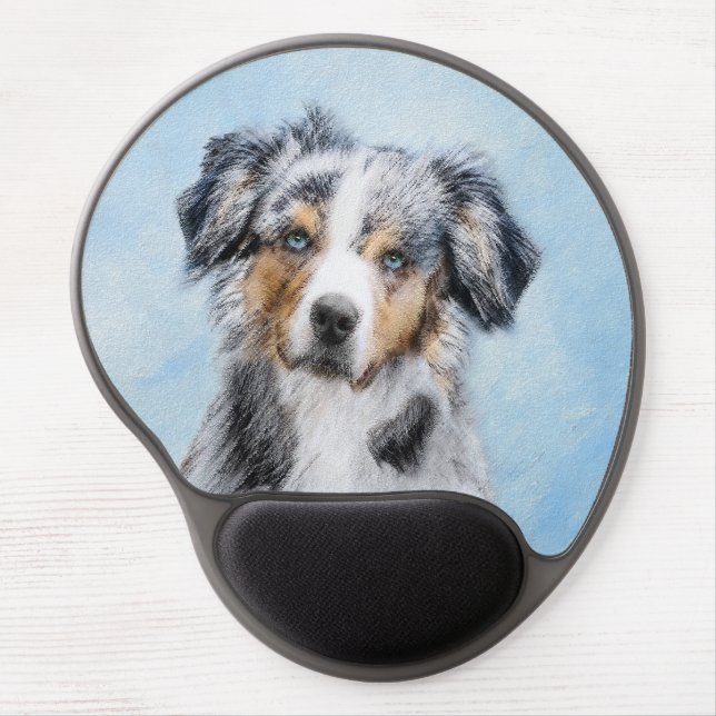 Miniature American Shepherd Painting - Dog Art Gel Mouse Pad (Front)