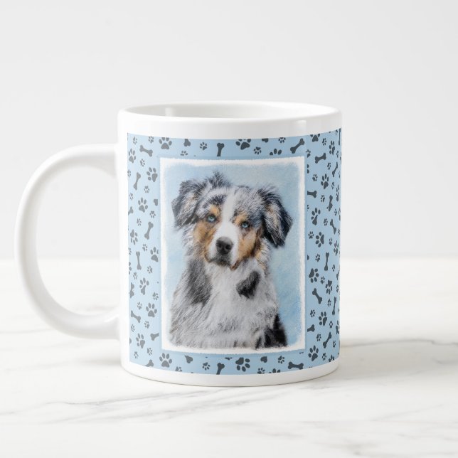Miniature American Shepherd Painting - Dog Art Giant Coffee Mug (Left)