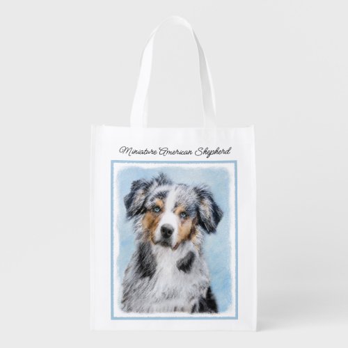Miniature American Shepherd Painting _ Dog Art Gro Grocery Bag