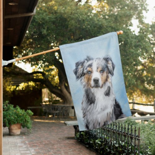 Miniature American Shepherd Painting _ Dog Art House Flag