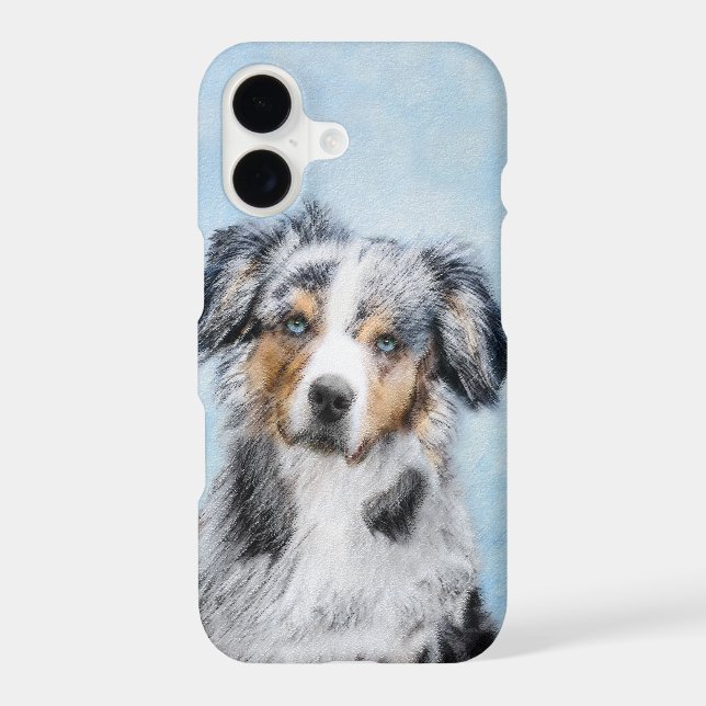Miniature American Shepherd Painting - Dog Art iPhone Case (Back)