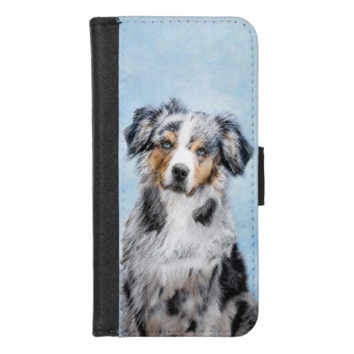 Miniature American Shepherd Painting _ Dog Art iPhone 87 Wallet Case