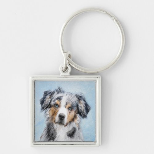 Miniature American Shepherd Painting _ Dog Art Keychain