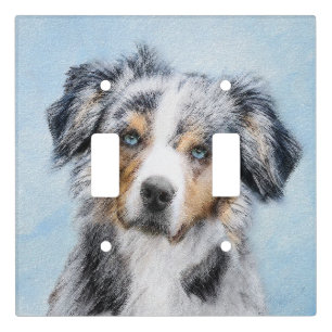 Miniature American Shepherd Painting - Dog Art Light Switch Cover